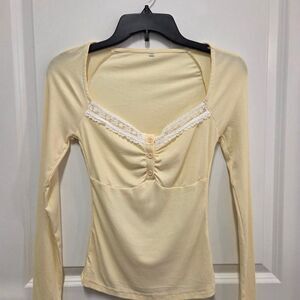 Women's Cream Pastel Yellow Long Sleeve Shirt